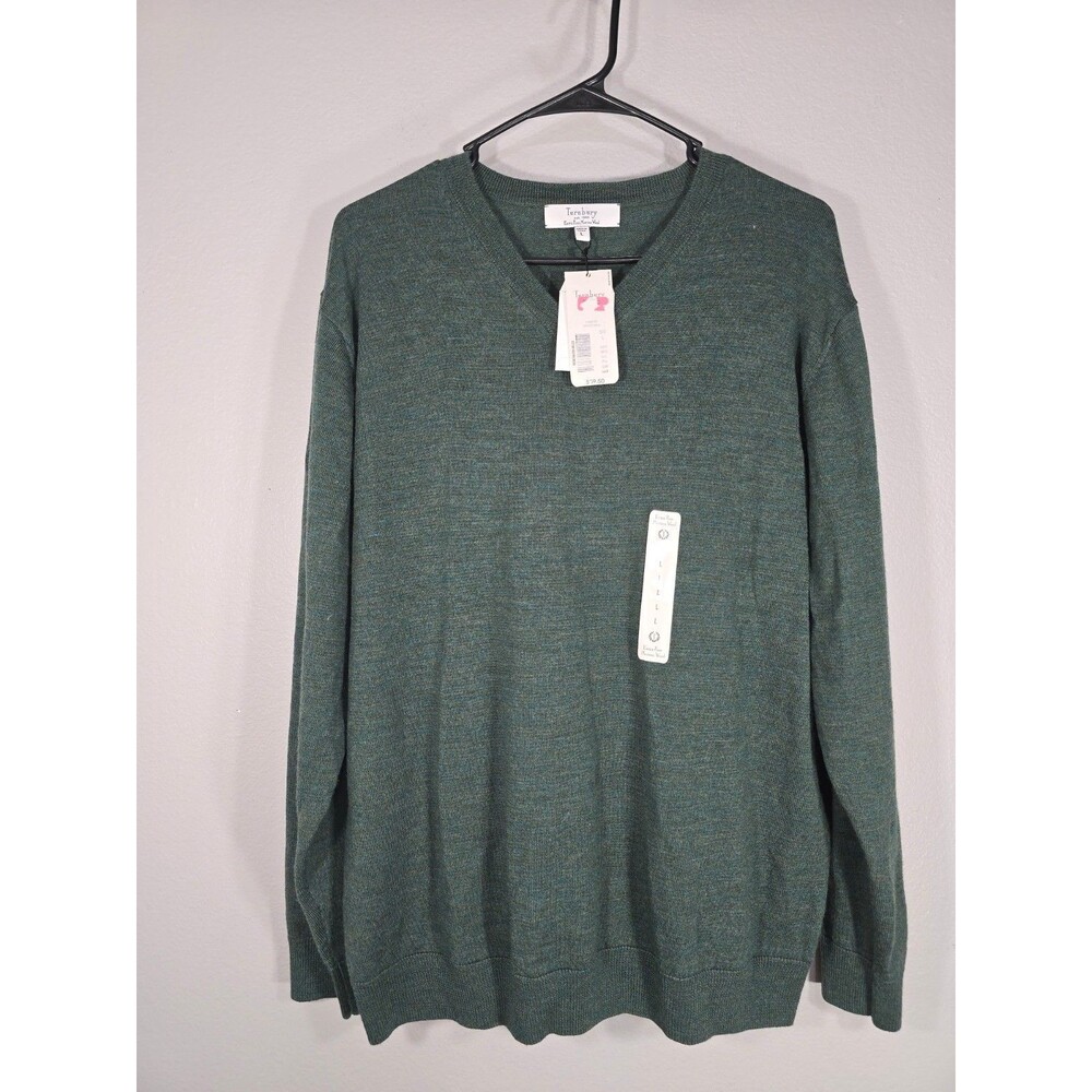 Turnbury Extra Fine Merino Wool Forest Green Sweater Size Large NWT preppy BE
